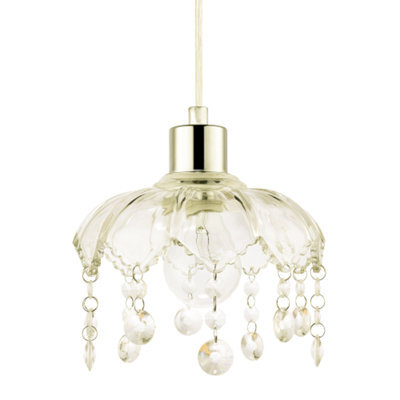 Happy Homewares Traditional And Shabby Chic Clear Glass Easy Fit Pendant Lamp Shade - image 1