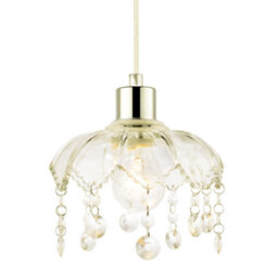 Happy Homewares Traditional And Shabby Chic Clear Glass Easy Fit Pendant Lamp Shade - thumbnail 2