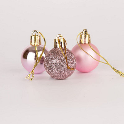 Shatchi 30mm/12Pcs Christmas Baubles Shatterproof Pale Pink,tree Decorations - image 1