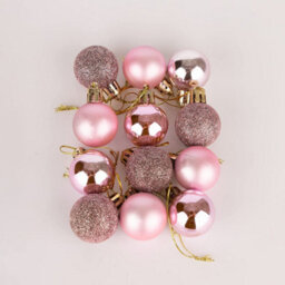 Shatchi 30mm/12Pcs Christmas Baubles Shatterproof Pale Pink,tree Decorations - thumbnail 3