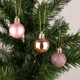 Shatchi 30mm/12Pcs Christmas Baubles Shatterproof Pale Pink,tree Decorations - thumbnail 2