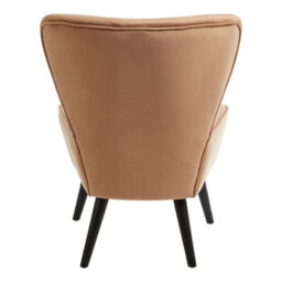 Orsina Natural Fabric Accent Chair,  Rubberwood Frame With Natural Upholstery, Modern Retro Armchair - thumbnail 2