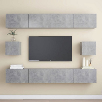 Berkfield 6 Piece Tv Cabinet Set Concrete Grey Engineered Wood - image 1