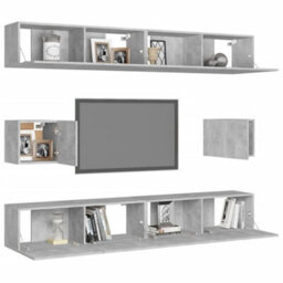 Berkfield 6 Piece Tv Cabinet Set Concrete Grey Engineered Wood - thumbnail 3