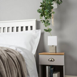 Valuelights Cubbie Chrome Cube Design Touch Dimmer Bedside Table Lamp With White Fabric Light Shade With Led Bulb - thumbnail 4