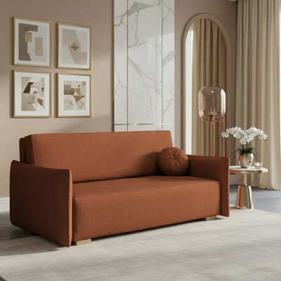 Viva Glov Iv Upholstered Sofa Bed With Bedding Storage Chipboard Frame Wood Legs Sleeping Function 174X98X85Cm Orange - image 1
