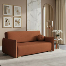 Viva Glov Iv Upholstered Sofa Bed With Bedding Storage Chipboard Frame Wood Legs Sleeping Function 174X98X85Cm Orange - thumbnail 1