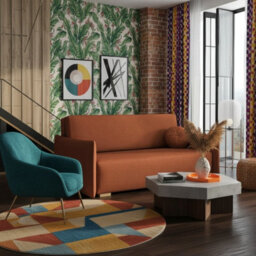 Viva Glov Iv Upholstered Sofa Bed With Bedding Storage Chipboard Frame Wood Legs Sleeping Function 174X98X85Cm Orange - thumbnail 2