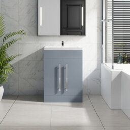 Sundaze Bathroom Furniture Storage Cabinet Freestanding Vanity Unit & Basin 600mm Gloss Grey