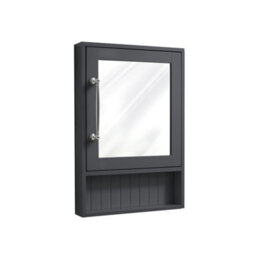 Homestylestore 450 X 650mm Black Grey Wall Mounted Corner Mirrored Door Bathroom Cabinet And Chrome T Bar Handle - thumbnail 1