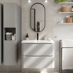 GoodHome Nevado Standard Matt Grey Wall-Mounted Bathroom Vanity Unit (H) 600mm (W) 800mm - thumbnail 8