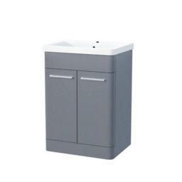 Afern 600mm Vanity Unit Cabinet And Wash Basin Steel Grey- Flat Pack - thumbnail 6