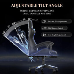 Onemill Ergonomic Gaming Chair With Massage,footrest, Lumbar & Headrest Support For Work, Play & Relaxation - thumbnail 8