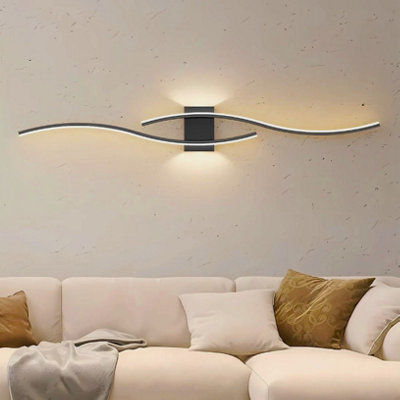 27W Modern Led Wall Light Acrylic 3000K Wall Lamp Black Living Room Bedroom 89Cm - image 1