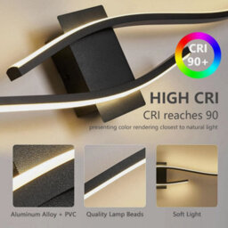 27W Modern Led Wall Light Acrylic 3000K Wall Lamp Black Living Room Bedroom 89Cm - thumbnail 6