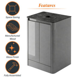 Plum&clay Mayfair Gloss Light Grey Freestanding Bathroom Vanity Unit With Black Slate Countertop (W)550mm (H)745mm - thumbnail 6