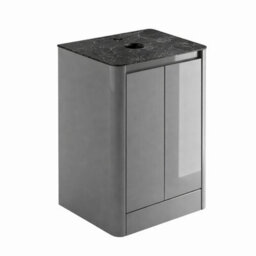 Plum&clay Mayfair Gloss Light Grey Freestanding Bathroom Vanity Unit With Black Slate Countertop (W)550mm (H)745mm - thumbnail 3