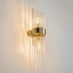 Luminosa Lighting Luminosa Frame Modern Up & Down Wall Lamp Gold 2Xe14 Glass Shade - thumbnail 2