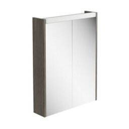 Plum&clay Borneo Dark Wood Double Bathroom Mirrored Led Wall Cabinet (W)550mm (H)730mm