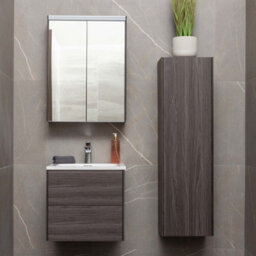 Plum&clay Borneo Dark Wood Double Bathroom Mirrored Led Wall Cabinet (W)550mm (H)730mm - thumbnail 2