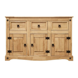 Sideboard 3 Door 3 Drawer Mexican Solid Waxed Pine Furniture Storage Unit - thumbnail 2