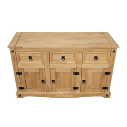 Sideboard 3 Door 3 Drawer Mexican Solid Waxed Pine Furniture Storage Unit - thumbnail 1