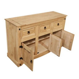 Sideboard 3 Door 3 Drawer Mexican Solid Waxed Pine Furniture Storage Unit - thumbnail 5