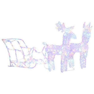 Berkfield Unique Reindeers & Sleigh Christmas Decoration 160 Leds 130 Cm Acrylic - image 1