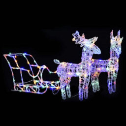 Berkfield Unique Reindeers & Sleigh Christmas Decoration 160 Leds 130 Cm Acrylic - thumbnail 2