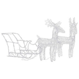 Berkfield Unique Reindeers & Sleigh Christmas Decoration 160 Leds 130 Cm Acrylic - thumbnail 3