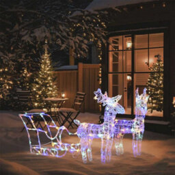 Berkfield Unique Reindeers & Sleigh Christmas Decoration 160 Leds 130 Cm Acrylic - thumbnail 9