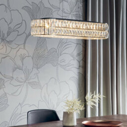 Led Ceiling Pendant Light 25W Warm White Chrome & Crystal Wide Bar Table Lamp - thumbnail 5