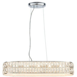Led Ceiling Pendant Light 25W Warm White Chrome & Crystal Wide Bar Table Lamp