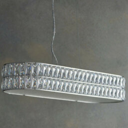 Led Ceiling Pendant Light 25W Warm White Chrome & Crystal Wide Bar Table Lamp - thumbnail 3