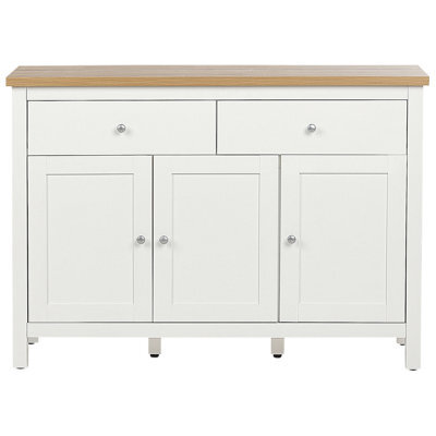 Beliani Sideboard White And Light Brown Mdf, 2 Drawers And 3 Doors, 113 X 39 X 81 Cm - image 1