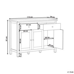Beliani Sideboard White And Light Brown Mdf, 2 Drawers And 3 Doors, 113 X 39 X 81 Cm - thumbnail 4