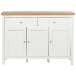 Beliani Sideboard White And Light Brown Mdf, 2 Drawers And 3 Doors, 113 X 39 X 81 Cm - thumbnail 1