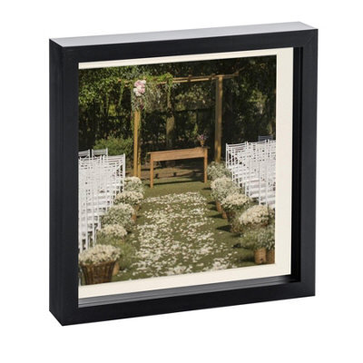 "Nicola Spring 10 X 10"" Photo Frame - Black/ivory Mount - 3D Photo Frame Picture Frame Box Portrait Display Case (8 X 8"" Mount)" - image 1