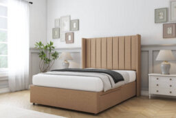 "Sloomy Falcon Latte Dumfries Divan Bed Base No Drawers With 54"" Wingback Headboard 5' King" - thumbnail 3