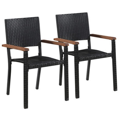Berkfield Outdoor Chairs 2 Pcs Poly Rattan Black - image 1