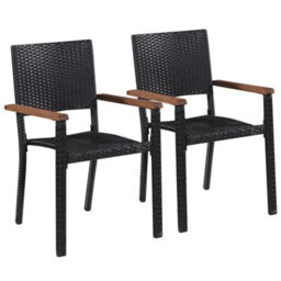 Berkfield Outdoor Chairs 2 Pcs Poly Rattan Black