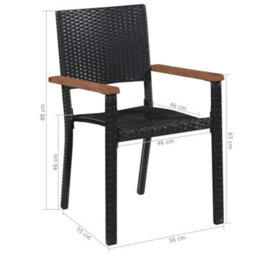 Berkfield Outdoor Chairs 2 Pcs Poly Rattan Black - thumbnail 5
