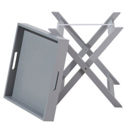 Wyld And Coco Nordic Living Coffee Side Table Grey 40 X 40 Cm - Folding Frame With Removable Tray - thumbnail 6