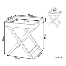 Wyld And Coco Nordic Living Coffee Side Table Grey 40 X 40 Cm - Folding Frame With Removable Tray - thumbnail 3
