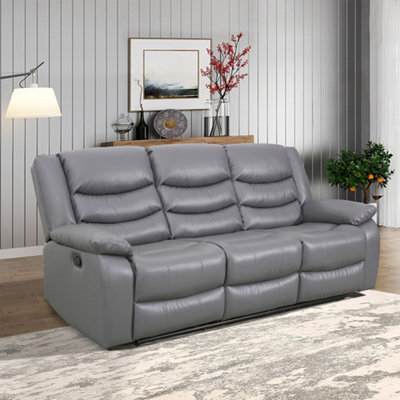 Furniture in Fashion Sorreno Bonded Leather Recliner 3 Seater Sofa In Dark Grey - image 1