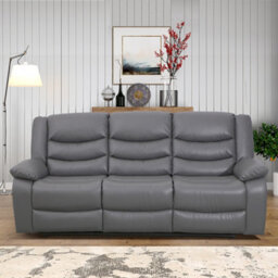 Furniture in Fashion Sorreno Bonded Leather Recliner 3 Seater Sofa In Dark Grey - thumbnail 3