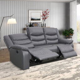 Furniture in Fashion Sorreno Bonded Leather Recliner 3 Seater Sofa In Dark Grey - thumbnail 2