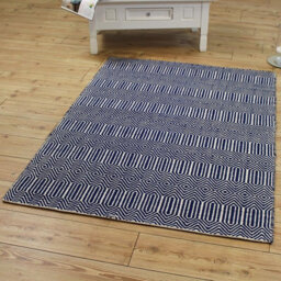 Blue Geometric Handmade Modern Wool Easy To Clean Rug Dining Room Bedroom And Living Room-66 X 200Cm (Runner) - thumbnail 3