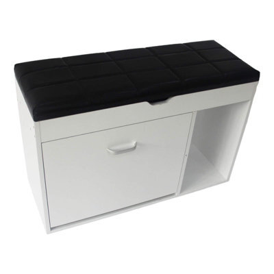 Shoe Storage Rack Cabinet Shoe Bench Shoe Shelf With Leather Seat - image 1