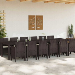 Berkfield Garden Dining Set 13 Pcs Brown Polt Rattan - thumbnail 3